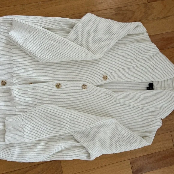 Ribbed Cotton Shawl Collar Cardigan